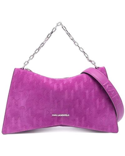 Karl Lagerfeld K/seven Element Suede Shoulder Bag - Purple