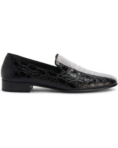 Giuseppe Zanotti Tuxedo Diamond Leather Loafers - Black