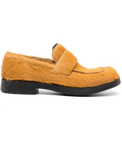 Camper Square-toe Textured Loafers - Orange