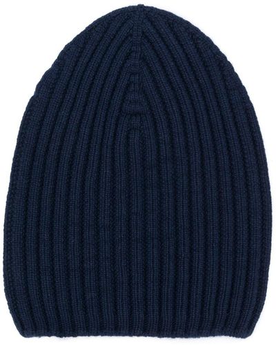 Barrie Ribbed-knit Cashmere Beanie - Blue