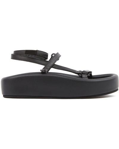 MM6 by Maison Martin Margiela Webbing Leren Sandalen - Zwart