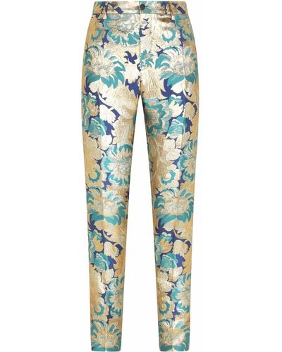 Dolce & Gabbana Pantalones de vestir con motivo en jacquard - Amarillo
