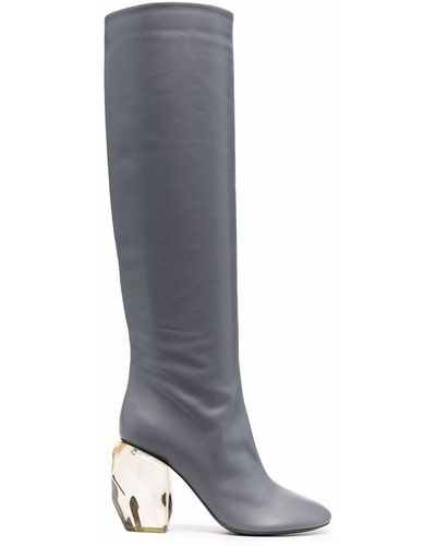 Jil Sander Sculpted-heel Knee-high Boots - Grey