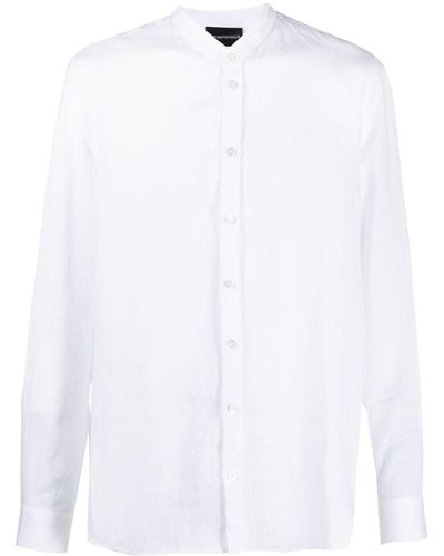 Emporio Armani Hemd aus Leinen-Chambray - Weiß