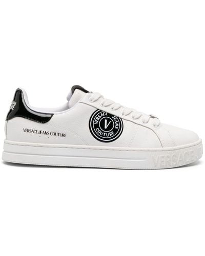 Versace Logo-patch Leather Low-top Trainers - White
