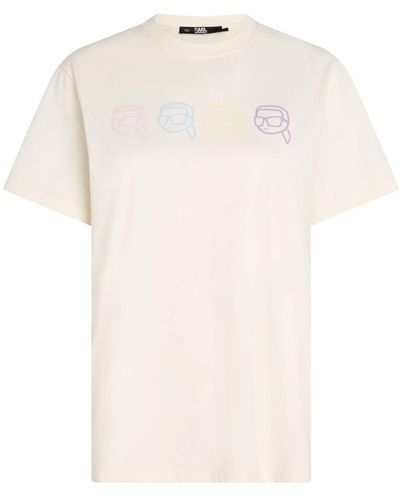 Karl Lagerfeld Ikonik Outline T-Shirt aus Bio-Baumwolle - Natur