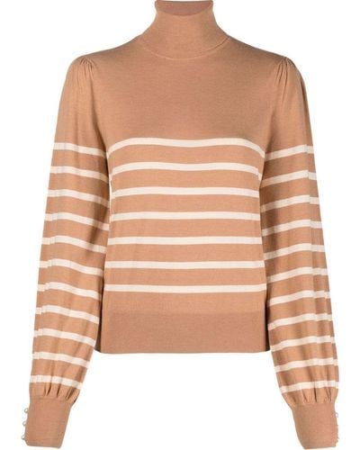 Liu Jo Striped Roll-neck Sweater - Brown
