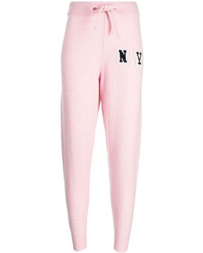 Joshua Sanders Patterned Intarsia-knit Tapered Track Trousers - Pink
