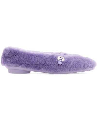 Ferragamo Fluffy Ballerina Shoes - Purple