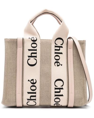 Chloé Petit sac cabas Woody - Neutre
