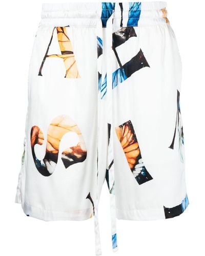 NAHMIAS Shorts aus Seide mit Print - Weiß
