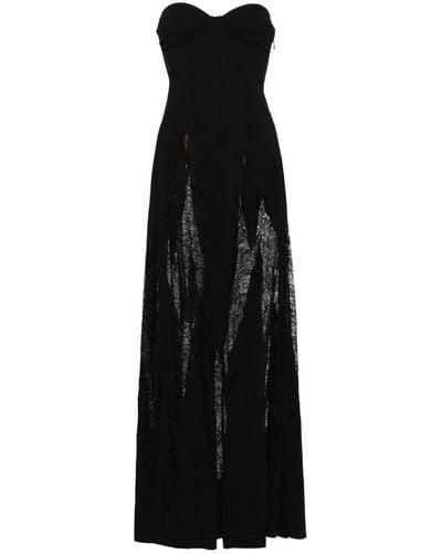 retroféte Evangeline lace-panelling gown - Schwarz