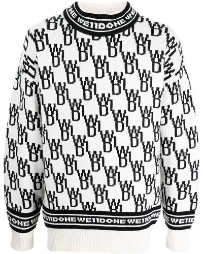 we11done All-over Logo-knit Sweater - White