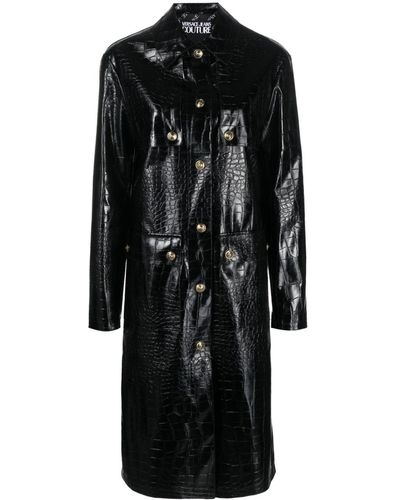 Versace Jeans Couture Crocodile-effect Trench Coat - Black