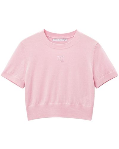Alexander Wang T-Shirt mit Logo-Prägung - Pink