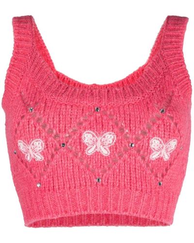 Alessandra Rich Sleeveless Knitted Top - Pink