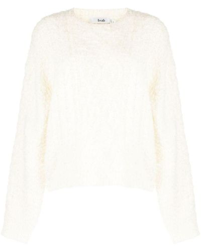 B+ AB Cable-knit Brushed Jumper - White