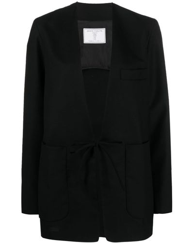 Societe Anonyme Single-breasted Tie-front Wool Blazer - Black