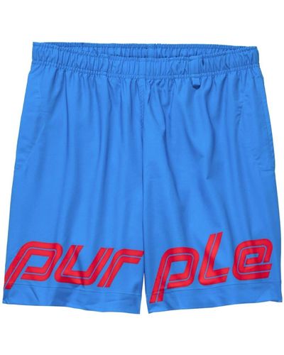 Purple Brand Logo-print Swim Shorts - Blue