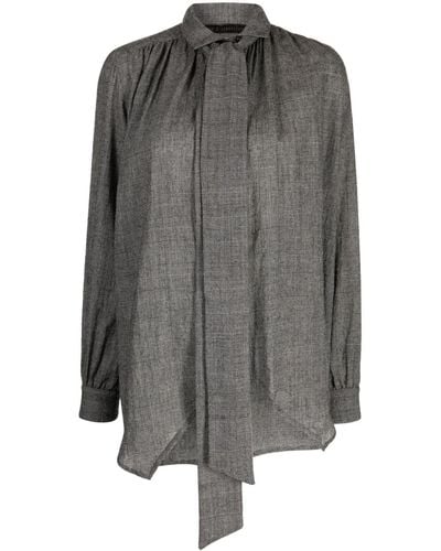 Forme D'expression Plaid Pussy-bow Blouse - Grey
