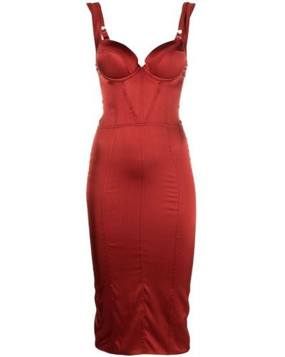 Noire Swimwear Corseted Silk-blend Short Dress - Red