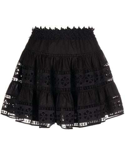 Charo Ruiz Floral-lace Paneled Skirt - Black
