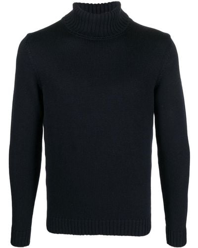 Zanone Roll-neck Knitted Jumper - Blue