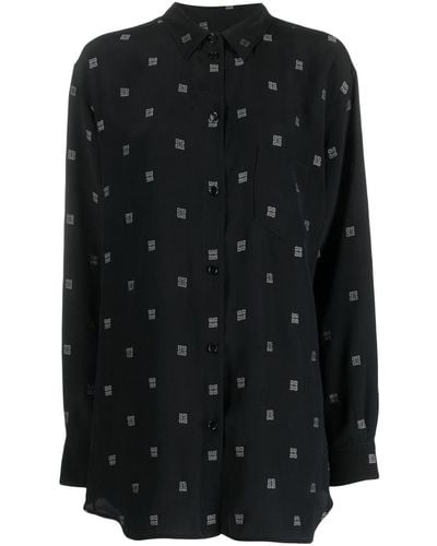 Givenchy 4g Logo-embroidered Shirt - Black