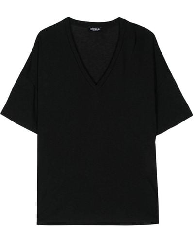 Dondup T-Shirt mit V-Ausschnitt - Schwarz