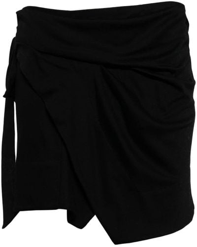 Isabel Marant Cotton Wrap Miniskirt - Black