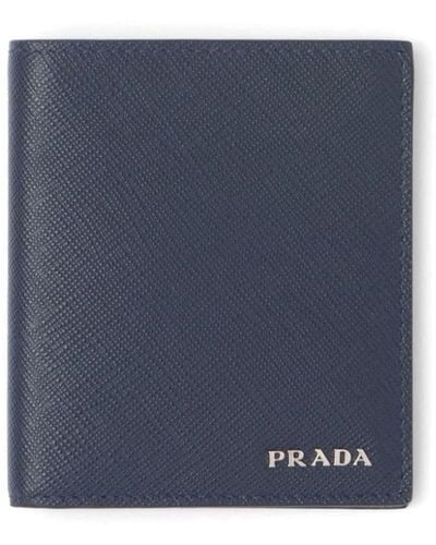 Prada Saffiano Leather Bi-fold Wallet - Blue