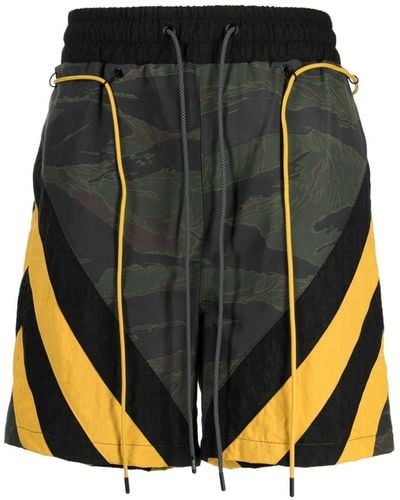 Mostly Heard Rarely Seen Camouflage Striped Track Shorts - Black