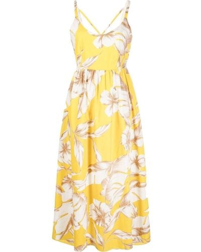 Twin Set Hibiscus-print Cotton Midi Dress - Yellow