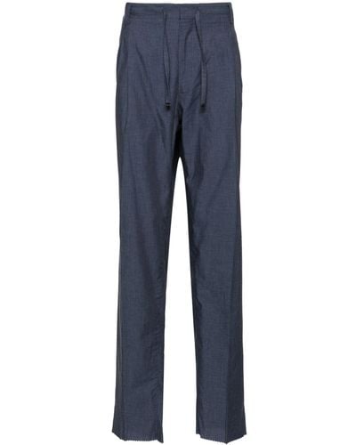 Corneliani Drawstring-waist chambray chino trousers - Azul