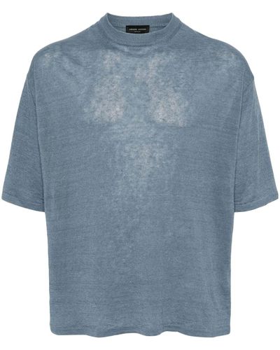 Roberto Collina Knitted Linen T-shirt - Blue