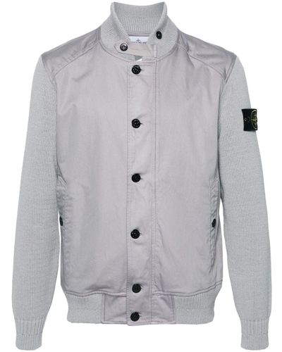 Stone Island Compass-badge Knitted-sleeves Jacket - Grey