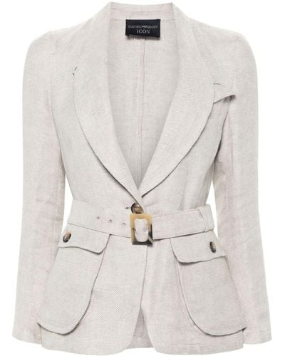 Emporio Armani Icon Belted Jacket - White