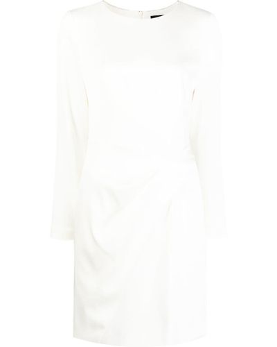 Paule Ka Draped-detail Long-sleeve Mini Dress - White