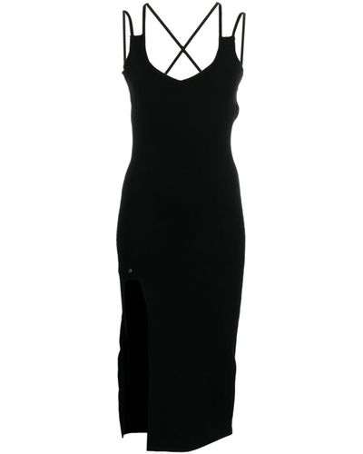 Nissa Midi-jurk Met Open Rug - Zwart