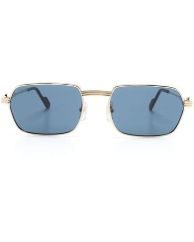 Cartier Polished Rectangle-frame Sunglasses - Blue