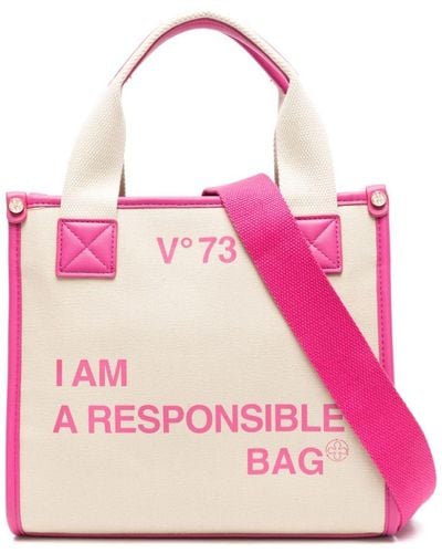 V73 Responsibility Bis Canvas Tote Bag - Pink