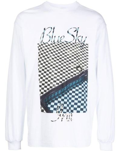 BLUE SKY INN Logo-print Long-sleeve T-shirt - White