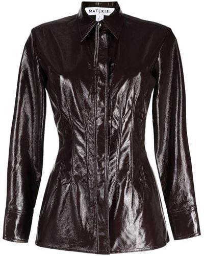 Matériel Fitted Faux-leather Jacket - Black