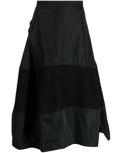 Jil Sander Paneled Striped Full Skirt - Black