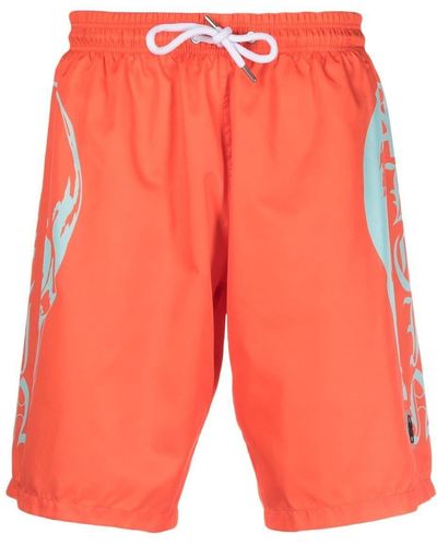 Philipp Plein Graphic-print Beach Shorts - Orange