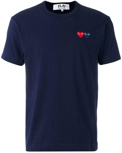 COMME DES GARÇONS PLAY T-Shirt mit Herz-Patches - Blau