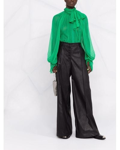 Atu Body Couture Blusa translúcida con lazo en el cuello - Verde