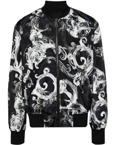 Versace Jeans Couture Barocco-print Reversible Jacket - Black