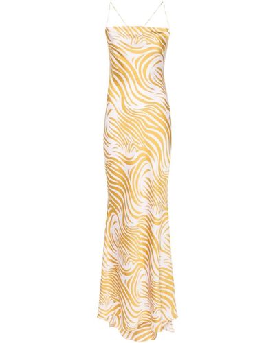 Parlor Zebra-print Sleeveless Silk Dress - Metallic