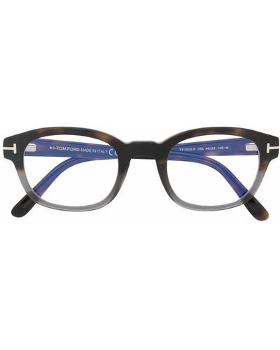 Tom Ford トータスシェル オーバル眼鏡フレーム - ブルー